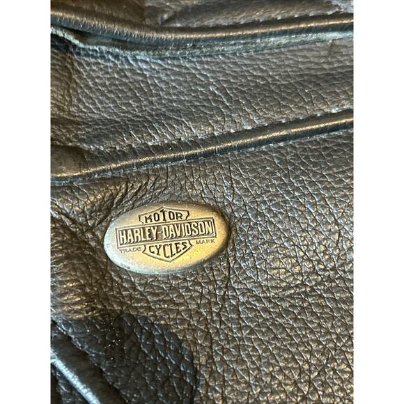 Harley Davidson Black Leather Men's Biker Chaps 98480-97VM Medium Logo snaps EUC - Picture 5 of 14